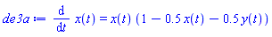 diff(x(t), t) = x(t)*(1-.5*x(t)-.5*y(t))