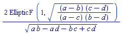 2*EllipticF(1, ((a-b)*(c-d)/((a-c)*(b-d)))^(1/2))/(a*b-a*d-b*c+c*d)^(1/2)