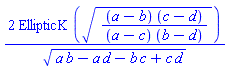 2*EllipticK(((a-b)*(c-d)/((a-c)*(b-d)))^(1/2))/(a*b-a*d-b*c+c*d)^(1/2)