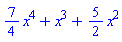 (7/4)*x^4+x^3+(5/2)*x^2