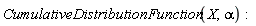 CumulativeDistributionFunction(X, alpha)