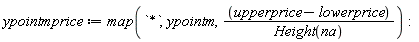 ypointmprice := map(`*`, ypointm, (upperprice-lowerprice)/Height(na))