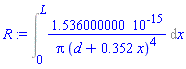 Int(0.1536000000e-14/(Pi*(d+.352*x)^4), x = 0 .. L)