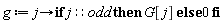 g := proc (j) options operator, arrow; if j::odd then G[j] else 0 end if end proc