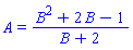 A = (B^2+2*B-1)/(B+2)
