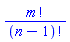factorial(m)/factorial(n-1)