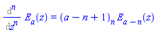 %diff(euler(a, z), `$`(z, n)) = pochhammer(a-n+1, n)*euler(a-n, z)