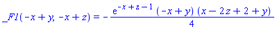 _F1(-x+y, -x+z) = -(1/4)*exp(-x+z-1)*(-x+y)*(x-2*z+2+y)