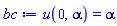 u(0, alpha) = alpha