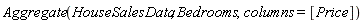 Aggregate(HouseSalesData, Bedrooms, columns = [Price])