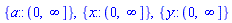 {a::(RealRange(Open(0), infinity))}, {x::(RealRange(Open(0), infinity))}, {y::(RealRange(Open(0), infinity))}