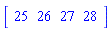 Vector[row](4, {(1) = 25, (2) = 25, (3) = 25, (4) = 25})