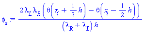 2*lambda__L*lambda__R*(theta(x__i+(1/2)*h)-theta(x__i-(1/2)*h))/((lambda__R+lambda__L)*h)