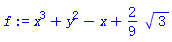 x^3+y^2-x+(2/9)*3^(1/2)