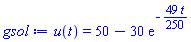 u(t) = 50-30*exp(-(49/250)*t)