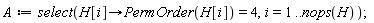 "A:=select(H[i]->PermOrder(H[i])=4,i=1..nops(H));"