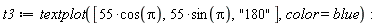 t3 := textplot([55*cos(Pi), 55*sin(Pi), "180"], color = blue):