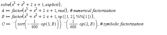 solve(x^3+x^2+2*x+1, explicit);