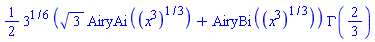 (1/2)*3^(1/6)*(3^(1/2)*AiryAi((x^3)^(1/3))+AiryBi((x^3)^(1/3)))*GAMMA(2/3)