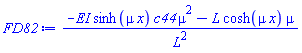 (-EI*sinh(mu*x)*c44*mu^2-L*cosh(mu*x)*mu)/L^2