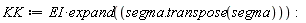 KK := EI*expand(Typesetting:-delayDotProduct(segma, transpose(segma))):