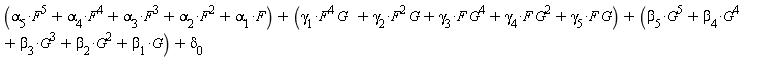 F^5*alpha[5]+F^4*G*gamma[1]+F*G^4*gamma[3]+G^5*beta[5]+F^4*alpha[4]+G^4*beta[4]+F^3*alpha[3]+F^2*G*gamma[2]+F*G^2*gamma[4]+G^3*beta[3]+F^2*alpha[2]+F*G*gamma[5]+G^2*beta[2]+F*alpha[1]+G*beta[1]+delta[0]