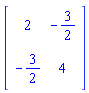 Matrix([[2, -3/2], [-3/2, 4]])