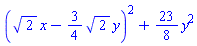 (2^(1/2)*x-(3/4)*2^(1/2)*y)^2+(23/8)*y^2
