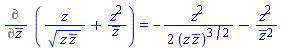 %diff(z/(z*conjugate(z))^(1/2)+z^2/conjugate(z), conjugate(z)) = -(1/2)*z^2/(z*conjugate(z))^(3/2)-z^2/conjugate(z)^2