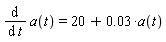 diff(a(t), t) = 20+0.3e-1*a(t)