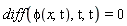 diff(phi(x, t), t, t) = 0