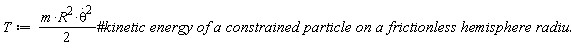 T := (1/2)*m*R^2*(diff(theta(t), t))^2