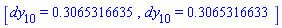 [dy[10] = .3065316635, dy[10] = .3065316633]