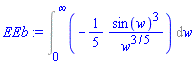 Int(-(1/5)*sin(w)^3/w^(3/5), w = 0 .. infinity)