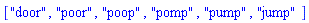 ["door", "poor", "poop", "pomp", "pump", "jump"]