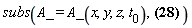 subs(A_ = A_(x, y, z, t__0), A_ = e*v_/((Physics[Vectors][Norm](R_)-Physics[Vectors][`.`](R_, v_/c))*c))