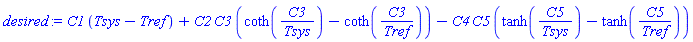 C1*(Tsys-Tref)+C2*C3*(coth(C3/Tsys)-coth(C3/Tref))-C4*C5*(tanh(C5/Tsys)-tanh(C5/Tref))