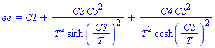 C1+C2*C3^2/(T^2*sinh(C3/T)^2)+C4*C5^2/(T^2*cosh(C5/T)^2)