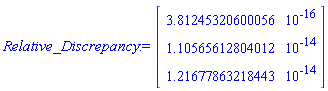 Relative_Discrepancy := Vector(3, {(1) = 0.3812453206e-15, (2) = 0.1105656128e-13, (3) = 0.1216778632e-13})