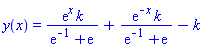 y(x) = exp(x)*k/(exp(-1)+exp(1))+exp(-x)*k/(exp(-1)+exp(1))-k