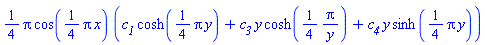 (1/4)*Pi*cos((1/4)*Pi*x)*(c__1*cosh((1/4)*Pi*y)+c__3*y*cosh((1/4)*Pi/y)+c__4*y*sinh((1/4)*Pi*y))