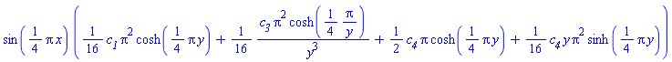 sin((1/4)*Pi*x)*((1/16)*c__1*Pi^2*cosh((1/4)*Pi*y)+(1/16)*c__3*Pi^2*cosh((1/4)*Pi/y)/y^3+(1/2)*c__4*Pi*cosh((1/4)*Pi*y)+(1/16)*c__4*y*Pi^2*sinh((1/4)*Pi*y))