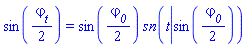 sin((1/2)*varphi__t) = sin((1/2)*varphi__0)*JacobiSN(t, sin((1/2)*varphi__0))