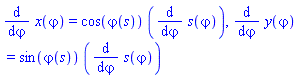 diff(x(varphi), varphi) = cos(varphi(s))*(diff(s(varphi), varphi)), diff(y(varphi), varphi) = sin(varphi(s))*(diff(s(varphi), varphi))