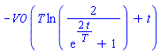 -V0*(T*ln(2/(exp(2*t/T)+1))+t)