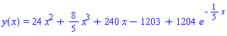 y(x) = 24*x^2+(8/5)*x^3+240*x-1203+1204*e^(-(1/5)*x)