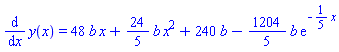 diff(y(x), x) = 48*b*x+(24/5)*b*x^2+240*b-(1204/5)*b*exp(-(1/5)*x)