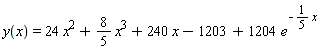 y(x) = 24*x^2+(8/5)*x^3+240*x-1203+1204*e^(-(1/5)*x)