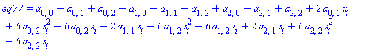 a[0, 0]-a[0, 1]+a[0, 2]-a[1, 0]+a[1, 1]-a[1, 2]+a[2, 0]-a[2, 1]+a[2, 2]+2*a[0, 1]*x[i]+6*a[0, 2]*x[i]^2-6*a[0, 2]*x[i]-2*a[1, 1]*x[i]-6*a[1, 2]*x[i]^2+6*a[1, 2]*x[i]+2*a[2, 1]*x[i]+6*a[2, 2]*x[i]^2-6*a[2, 2]*x[i]