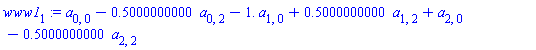 a[0, 0]-.5000000000*a[0, 2]-1.*a[1, 0]+.5000000000*a[1, 2]+a[2, 0]-.5000000000*a[2, 2]